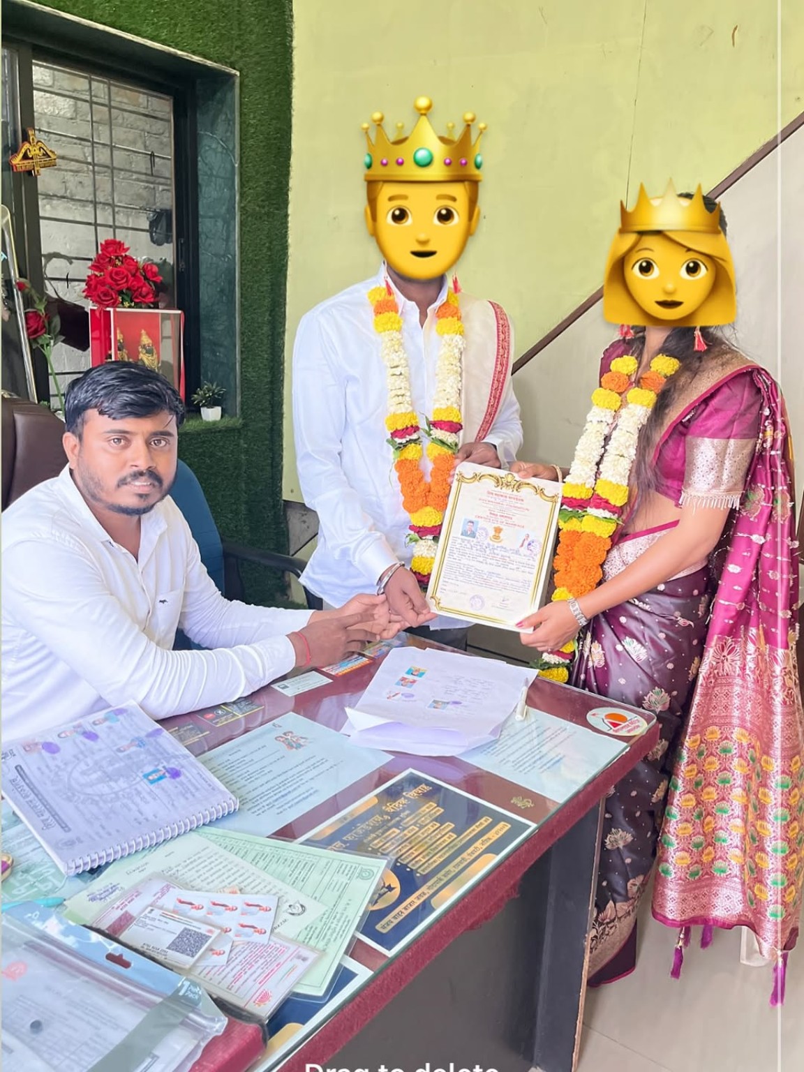Couple with marriage certificate